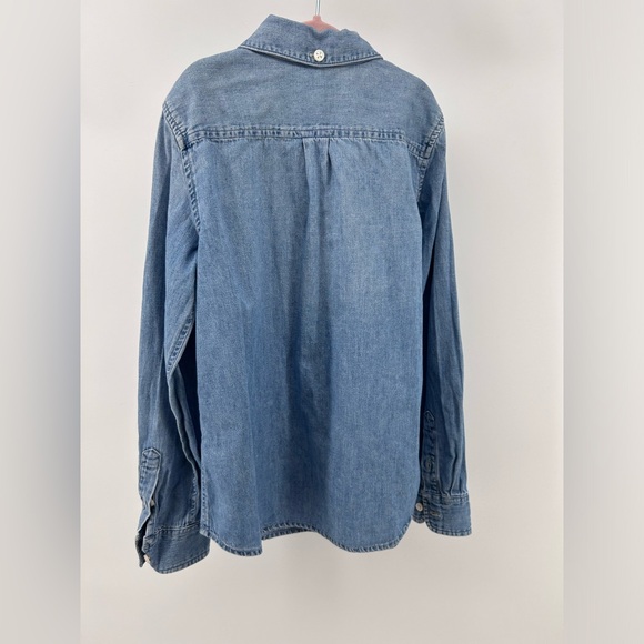 Crewcuts by J Crew Girls Size 10 Blue Jeans Chambray Button Down Shirt Top - Picture 4 of 6